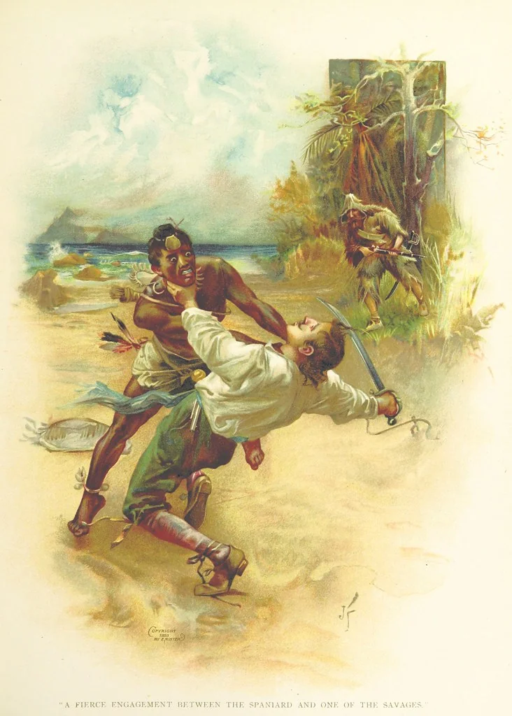 An illustration from The Life and Strange Surprising Adventures of Robinson Crusoe ... Illustrated, 1895, leaf 259
