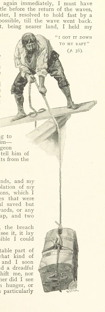 An illustration from The Life and Strange Surprising Adventures of Robinson Crusoe ... Illustrated, 1895, leaf 39