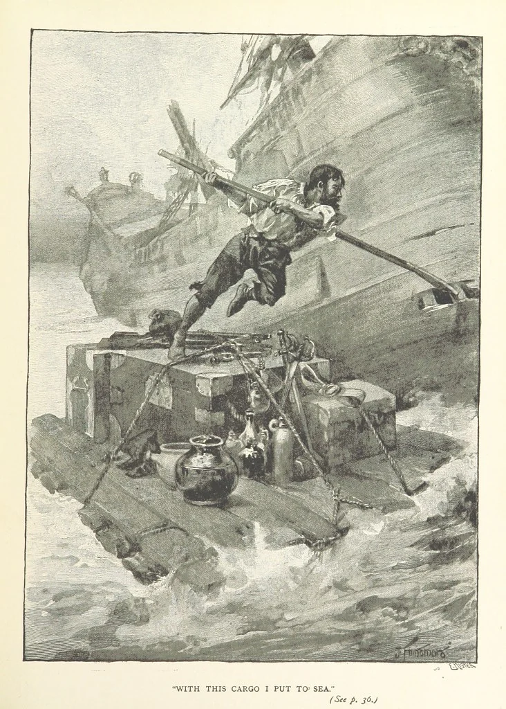An illustration from The Life and Strange Surprising Adventures of Robinson Crusoe ... Illustrated, 1895, leaf 43