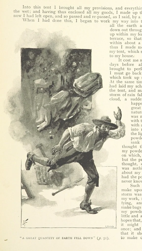 An illustration from The Life and Strange Surprising Adventures of Robinson Crusoe ... Illustrated, 1895, leaf 49