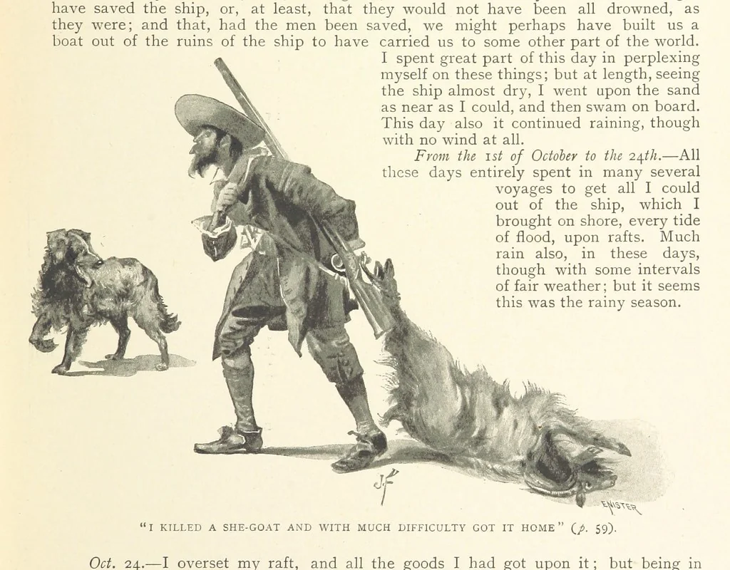 An illustration from The Life and Strange Surprising Adventures of Robinson Crusoe ... Illustrated, 1895, leaf 55