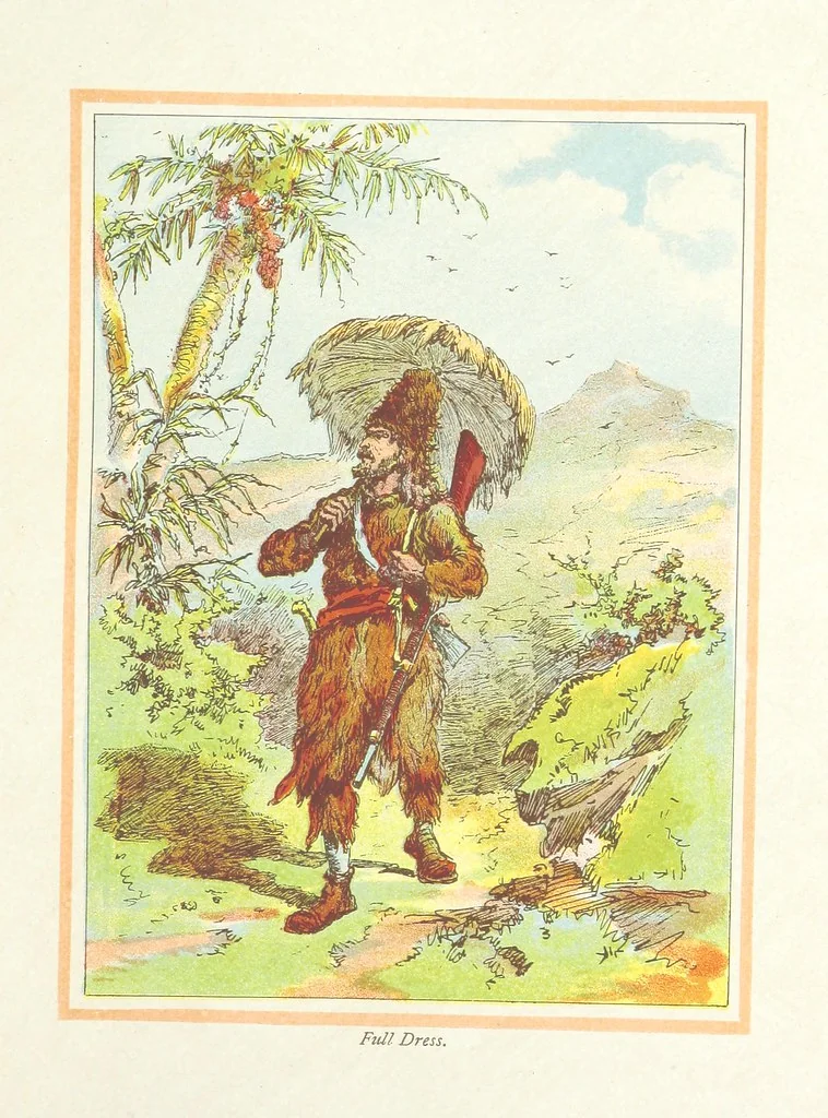 An illustration from The Adventures of Robinson Crusoe ... Newly edited after the original editions. With twenty illustrations by Kauffman. [Parts 1 and 2, abridged. With an introduction signed: S. R. B, 1884, leaf 147
