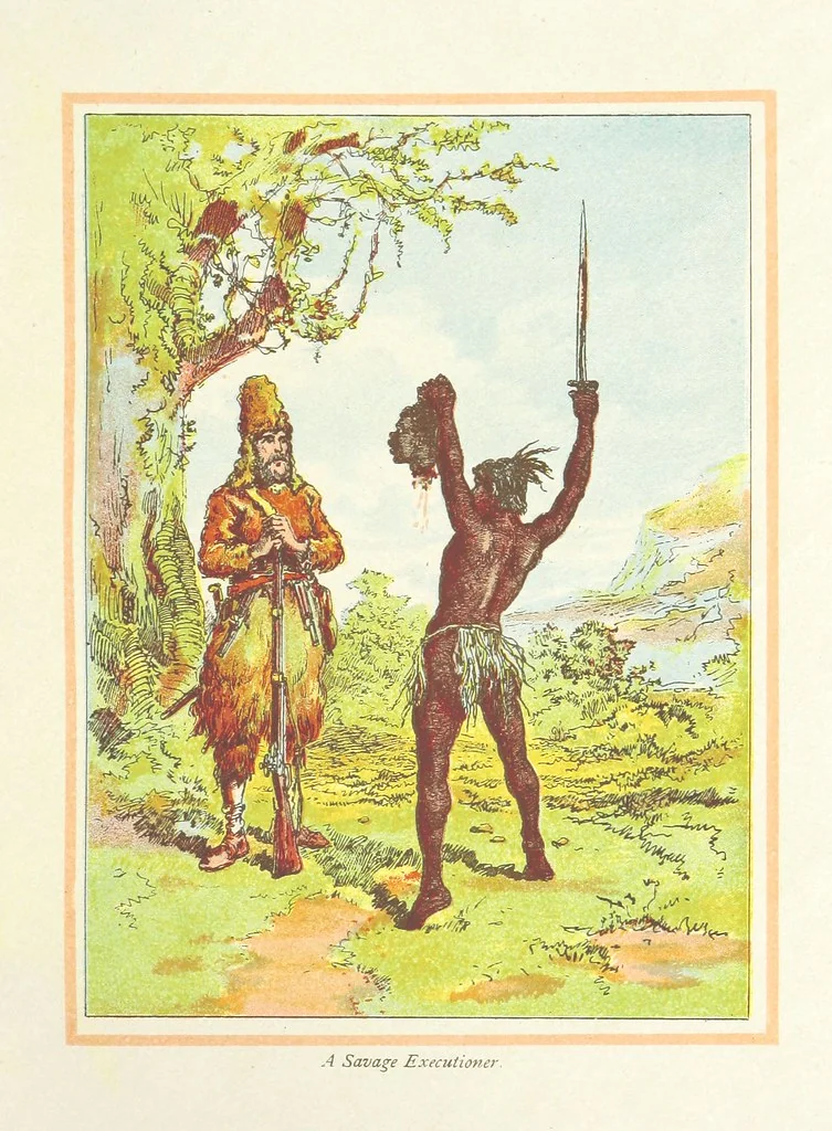 An illustration from The Adventures of Robinson Crusoe ... Newly edited after the original editions. With twenty illustrations by Kauffman. [Parts 1 and 2, abridged. With an introduction signed: S. R. B, 1884, leaf 185