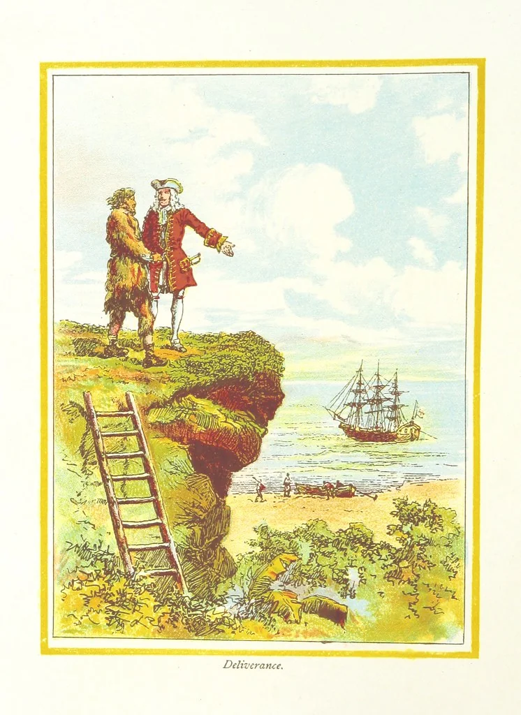 An illustration from The Adventures of Robinson Crusoe ... Newly edited after the original editions. With twenty illustrations by Kauffman. [Parts 1 and 2, abridged. With an introduction signed: S. R. B, 1884, leaf 236