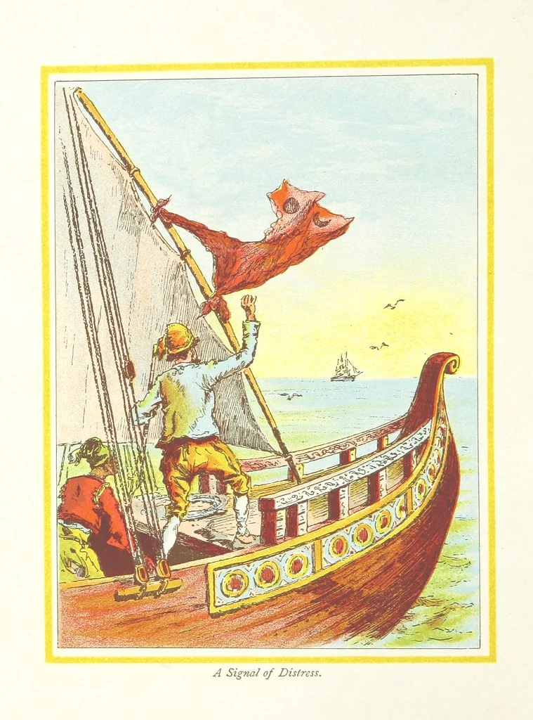 An illustration from The Adventures of Robinson Crusoe ... Newly edited after the original editions. With twenty illustrations by Kauffman. [Parts 1 and 2, abridged. With an introduction signed: S. R. B, 1884, leaf 50
