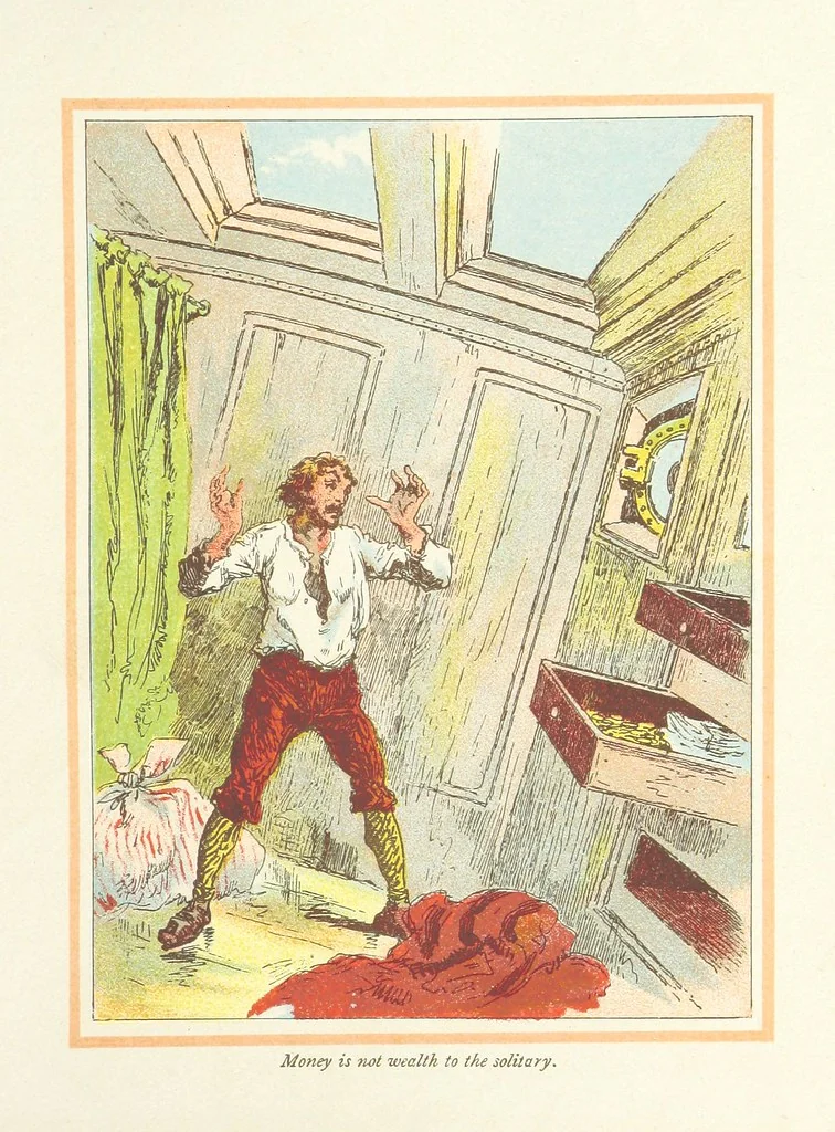 An illustration from The Adventures of Robinson Crusoe ... Newly edited after the original editions. With twenty illustrations by Kauffman. [Parts 1 and 2, abridged. With an introduction signed: S. R. B, 1884, leaf 73