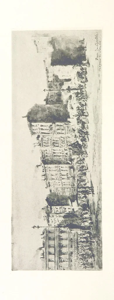 An illustration from Le Vieu Toulouse disparu. Dessins originaux de F. Mazzoli. Texte explicatif par M. M. le Baron Desazars, L. Saint-Charles, E. Lapierre, 1885, leaf 114