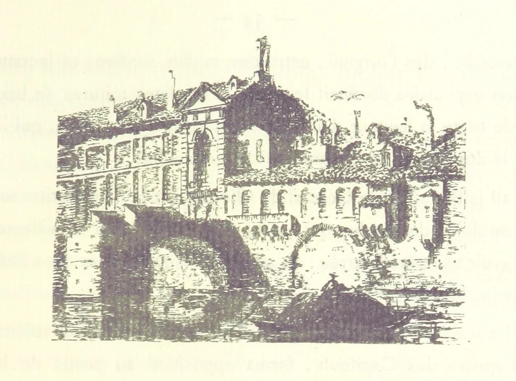 An illustration from Le Vieu Toulouse disparu. Dessins originaux de F. Mazzoli. Texte explicatif par M. M. le Baron Desazars, L. Saint-Charles, E. Lapierre, 1885, leaf 115