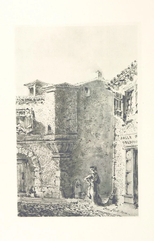 An illustration from Le Vieu Toulouse disparu. Dessins originaux de F. Mazzoli. Texte explicatif par M. M. le Baron Desazars, L. Saint-Charles, E. Lapierre, 1885, leaf 124