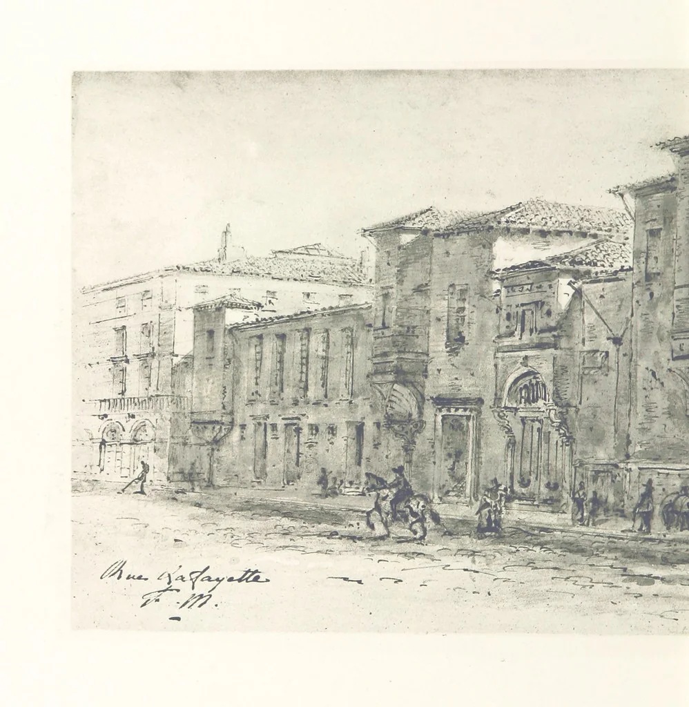 An illustration from Le Vieu Toulouse disparu. Dessins originaux de F. Mazzoli. Texte explicatif par M. M. le Baron Desazars, L. Saint-Charles, E. Lapierre, 1885, leaf 126