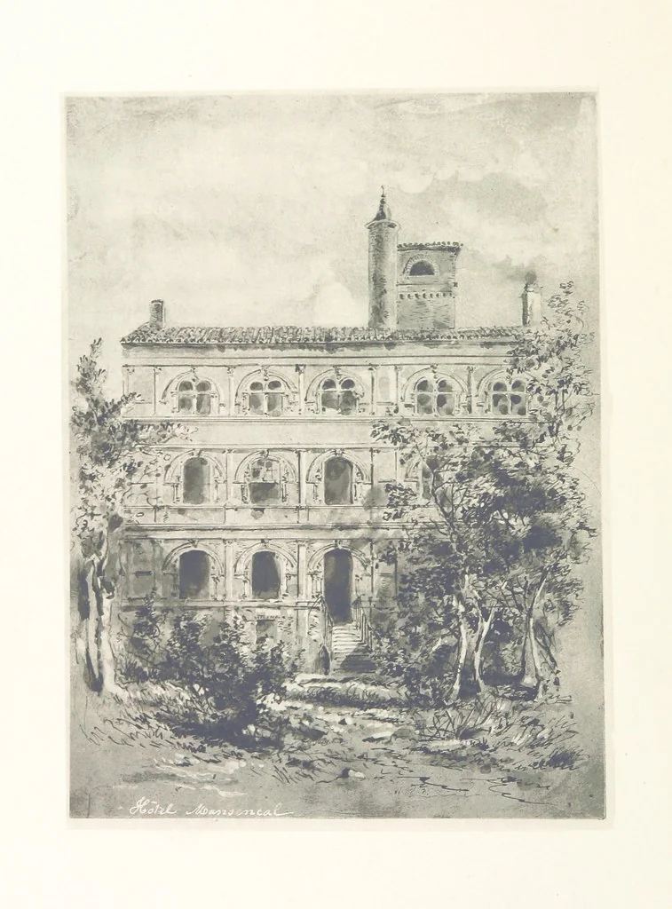 An illustration from Le Vieu Toulouse disparu. Dessins originaux de F. Mazzoli. Texte explicatif par M. M. le Baron Desazars, L. Saint-Charles, E. Lapierre, 1885, leaf 152