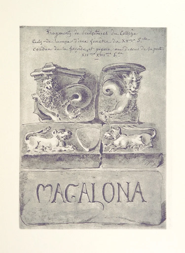 An illustration from Le Vieu Toulouse disparu. Dessins originaux de F. Mazzoli. Texte explicatif par M. M. le Baron Desazars, L. Saint-Charles, E. Lapierre, 1885, leaf 157