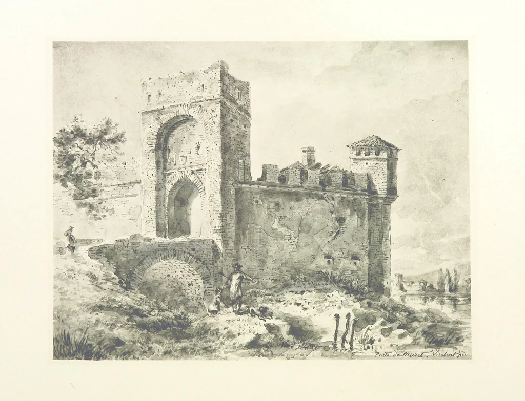 An illustration from Le Vieu Toulouse disparu. Dessins originaux de F. Mazzoli. Texte explicatif par M. M. le Baron Desazars, L. Saint-Charles, E. Lapierre, 1885, leaf 40