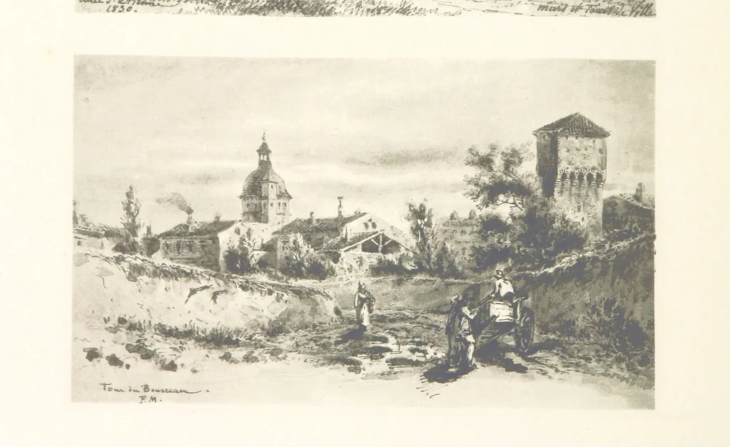 An illustration from Le Vieu Toulouse disparu. Dessins originaux de F. Mazzoli. Texte explicatif par M. M. le Baron Desazars, L. Saint-Charles, E. Lapierre, 1885, leaf 64