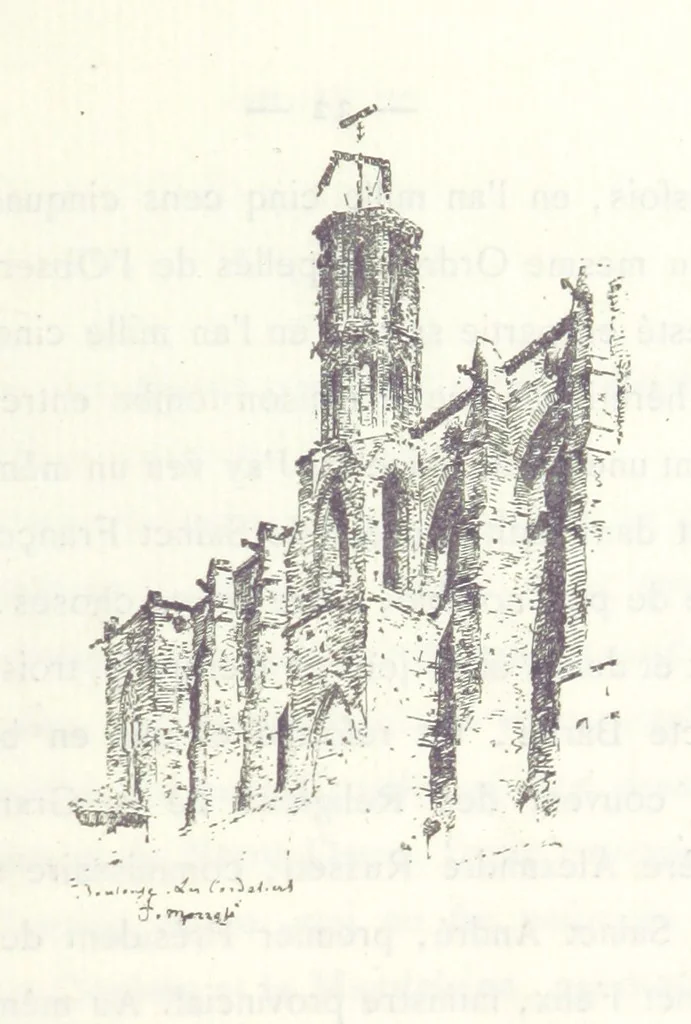 An illustration from Le Vieu Toulouse disparu. Dessins originaux de F. Mazzoli. Texte explicatif par M. M. le Baron Desazars, L. Saint-Charles, E. Lapierre, 1885, leaf 79