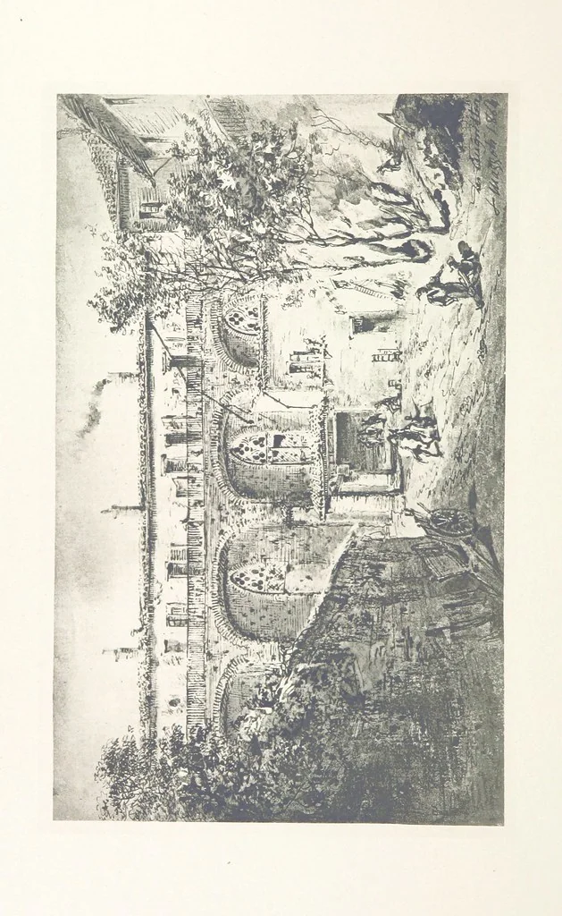 An illustration from Le Vieu Toulouse disparu. Dessins originaux de F. Mazzoli. Texte explicatif par M. M. le Baron Desazars, L. Saint-Charles, E. Lapierre, 1885, leaf 86
