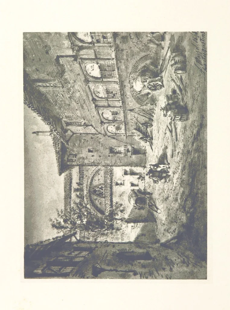 An illustration from Le Vieu Toulouse disparu. Dessins originaux de F. Mazzoli. Texte explicatif par M. M. le Baron Desazars, L. Saint-Charles, E. Lapierre, 1885, leaf 88