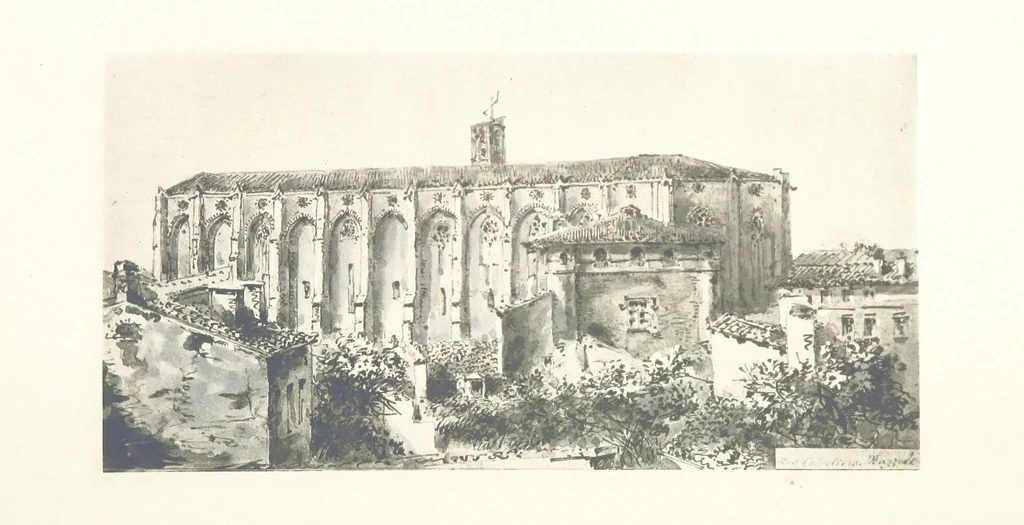 An illustration from Le Vieu Toulouse disparu. Dessins originaux de F. Mazzoli. Texte explicatif par M. M. le Baron Desazars, L. Saint-Charles, E. Lapierre, 1885, leaf 90