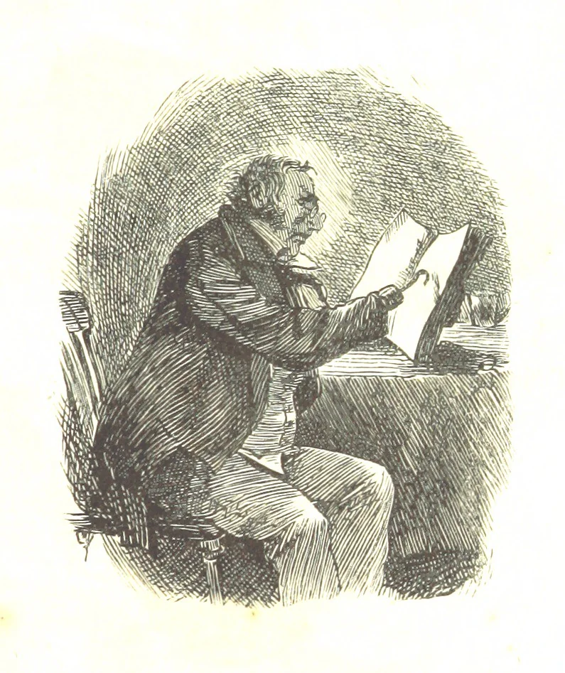 An illustration from Thirty plates, proofs of illustrations to the “Household edition” of the works of Charles Dickens.] [1875, 76], leaf 9