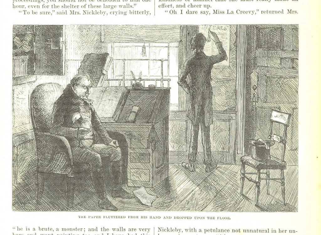 An illustration from Thirty plates, proofs of illustrations to the “Household edition” of the works of Charles Dickens.] [1875, 76], leaf 184