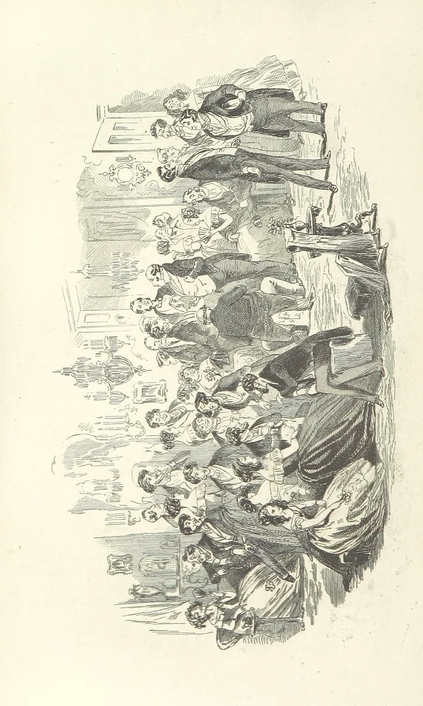 An illustration from Works of Charles Dickens. New illustrated library edition. [With a preface to each work by Edwin P. Whipple, leaf 110