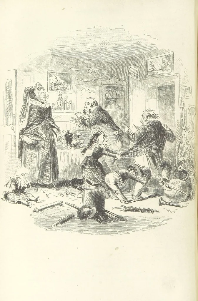 An illustration from Works of Charles Dickens. New illustrated library edition. [With a preface to each work by Edwin P. Whipple, leaf 156