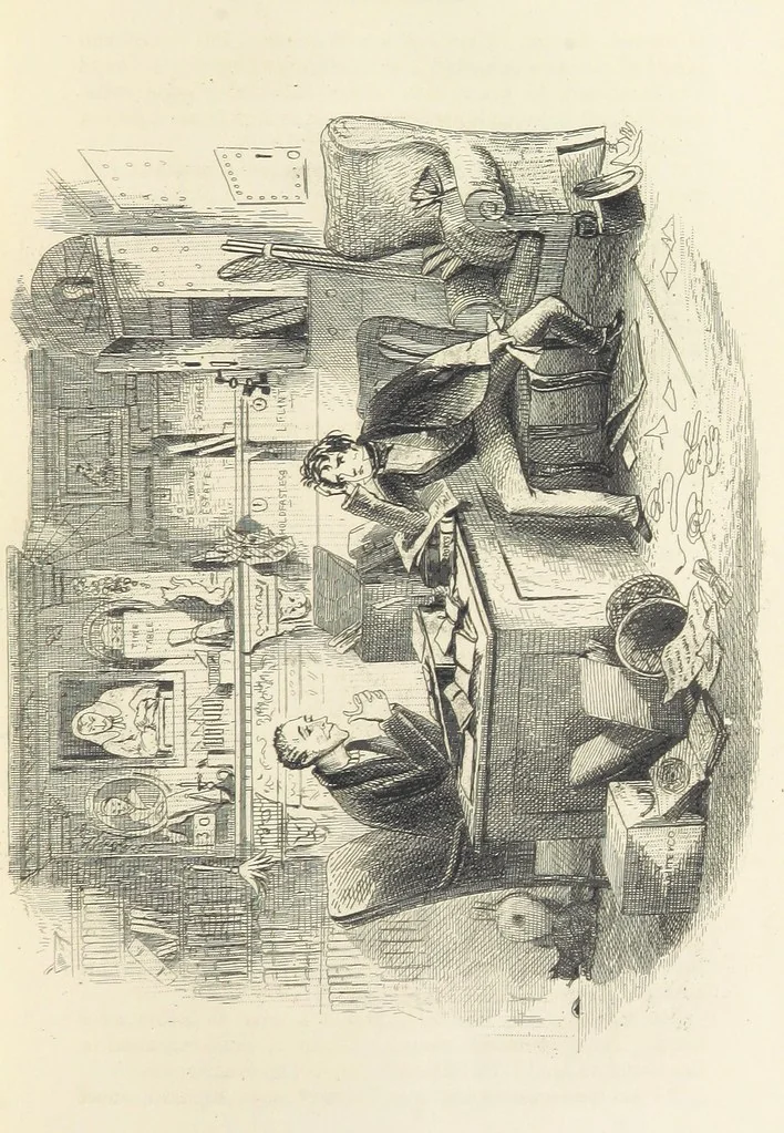An illustration from Works of Charles Dickens. New illustrated library edition. [With a preface to each work by Edwin P. Whipple, leaf 145