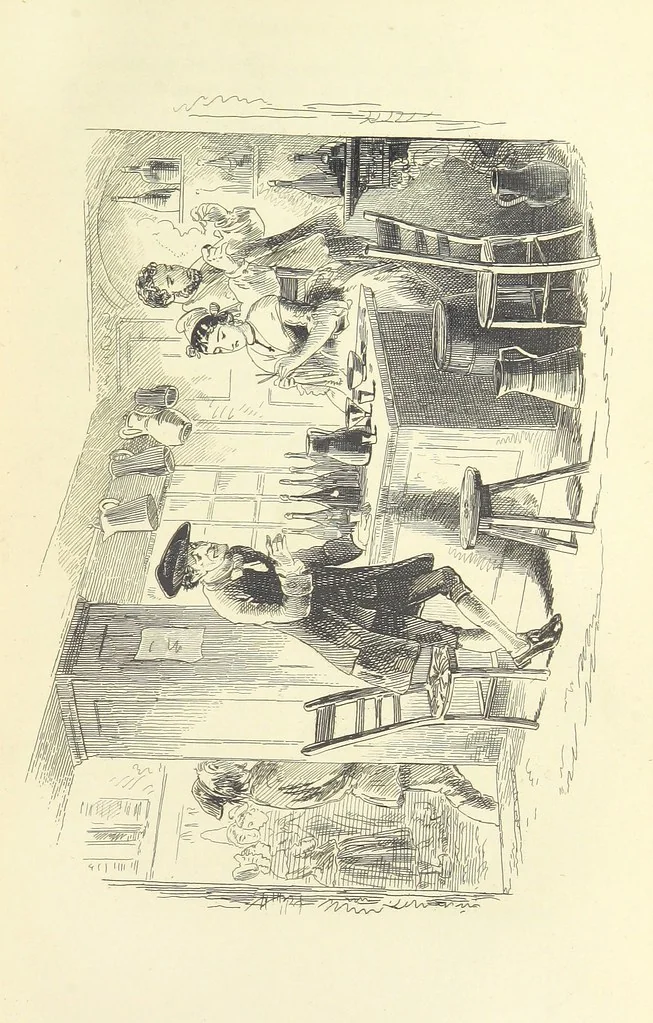 An illustration from Works of Charles Dickens. New illustrated library edition. [With a preface to each work by Edwin P. Whipple, leaf 215