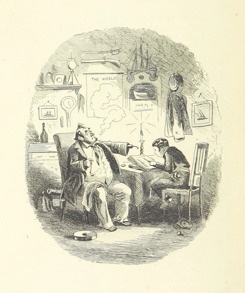 An illustration from Works of Charles Dickens. New illustrated library edition. [With a preface to each work by Edwin P. Whipple, leaf 92