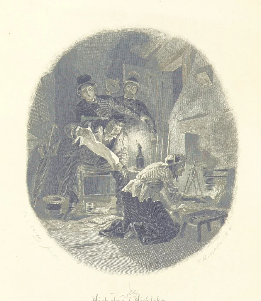 An illustration from Works of Charles Dickens. New illustrated library edition. [With a preface to each work by Edwin P. Whipple, leaf 402