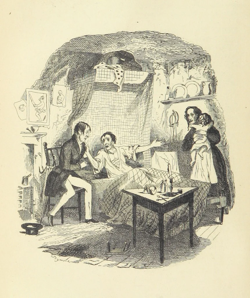 An illustration from Works of Charles Dickens. New illustrated library edition. [With a preface to each work by Edwin P. Whipple, leaf 90