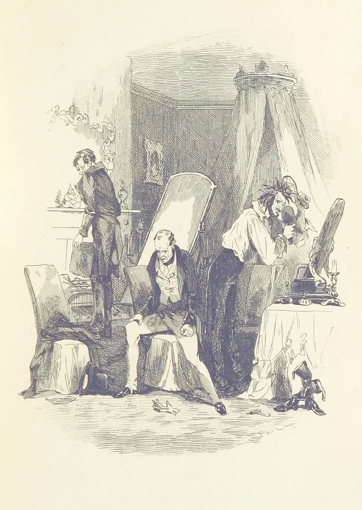 An illustration from Works of Charles Dickens. New illustrated library edition. [With a preface to each work by Edwin P. Whipple, leaf 223
