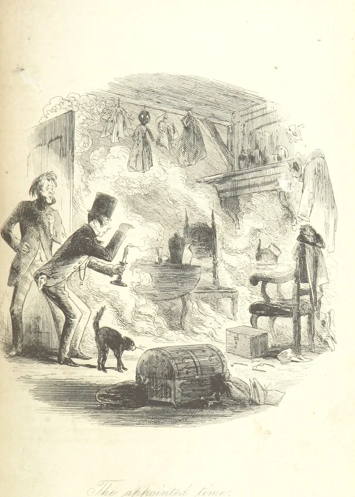 An illustration from Bleak House ... With illustrations by H. K. Browne, 1853, leaf 387
