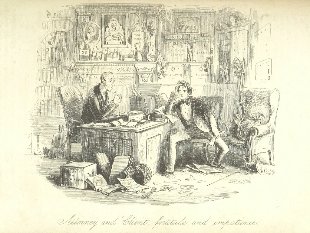 An illustration from Bleak House ... With illustrations by H. K. Browne, 1853, leaf 465
