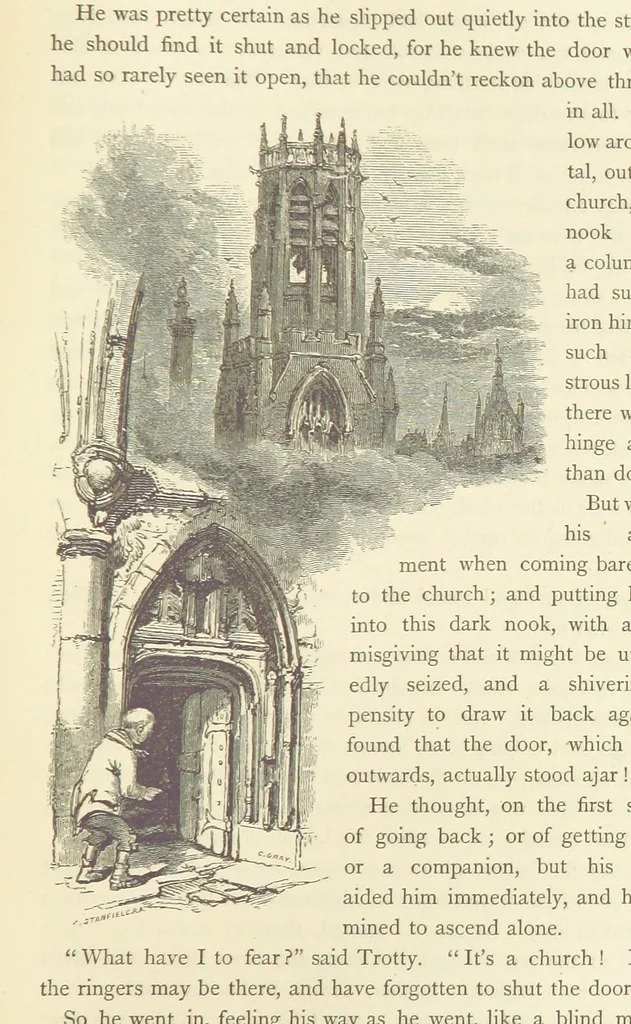 An illustration from Christmas Books ... With illustrations by Sir Edwin Landseer, R.A., Maclise, R.A., Stanfield, R.A., F. Stone, Doyle, Leech, and Tenniel, 1869, leaf 157