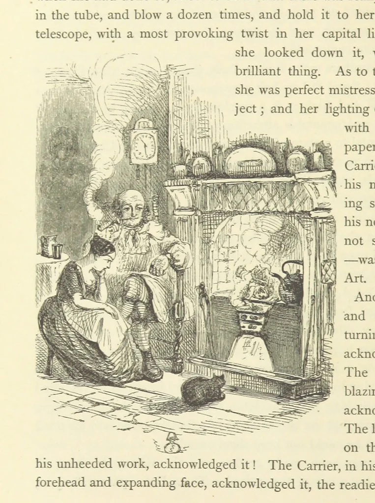 An illustration from Christmas Books ... With illustrations by Sir Edwin Landseer, R.A., Maclise, R.A., Stanfield, R.A., F. Stone, Doyle, Leech, and Tenniel, 1869, leaf 230
