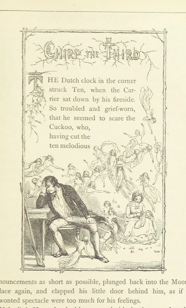 An illustration from Christmas Books ... With illustrations by Sir Edwin Landseer, R.A., Maclise, R.A., Stanfield, R.A., F. Stone, Doyle, Leech, and Tenniel, 1869, leaf 263