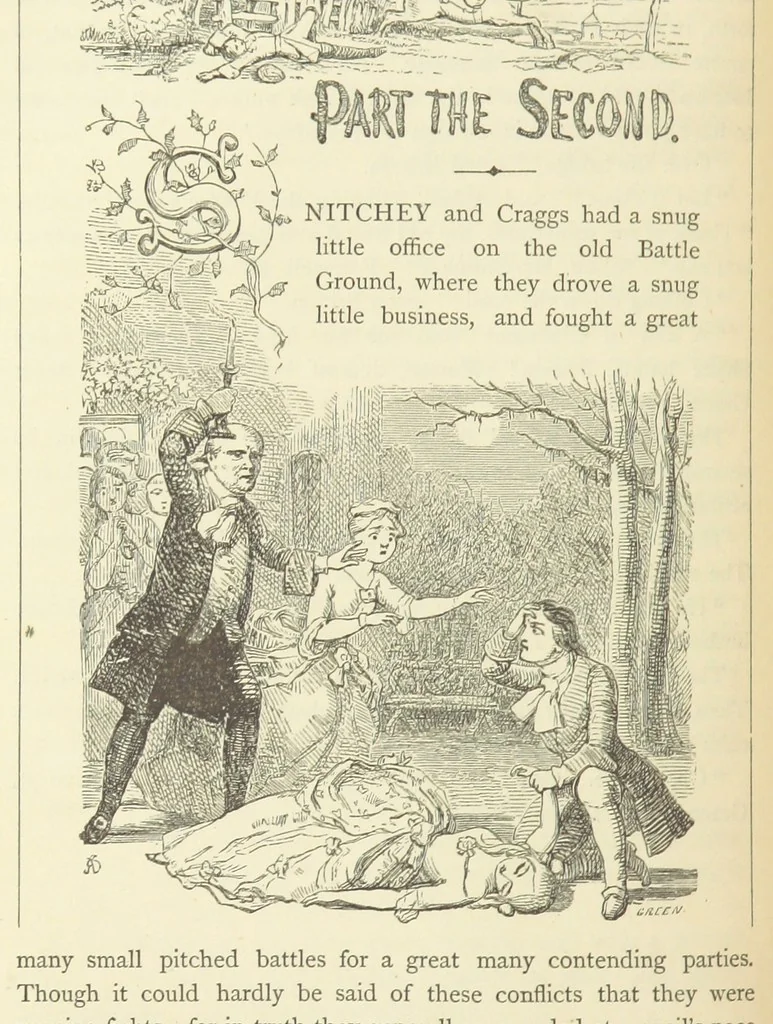 An illustration from Christmas Books ... With illustrations by Sir Edwin Landseer, R.A., Maclise, R.A., Stanfield, R.A., F. Stone, Doyle, Leech, and Tenniel, 1869, leaf 324