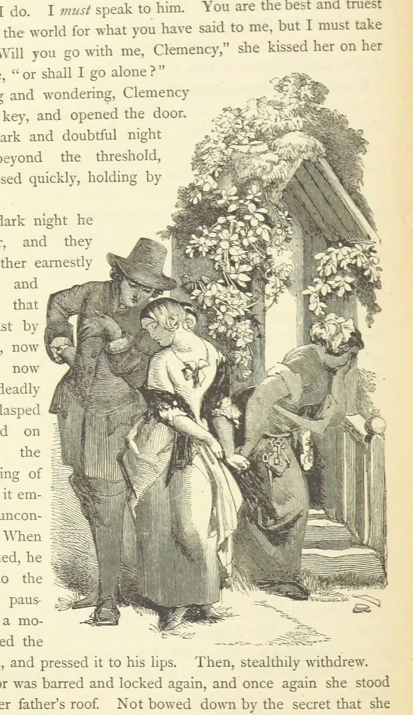 An illustration from Christmas Books ... With illustrations by Sir Edwin Landseer, R.A., Maclise, R.A., Stanfield, R.A., F. Stone, Doyle, Leech, and Tenniel, 1869, leaf 346
