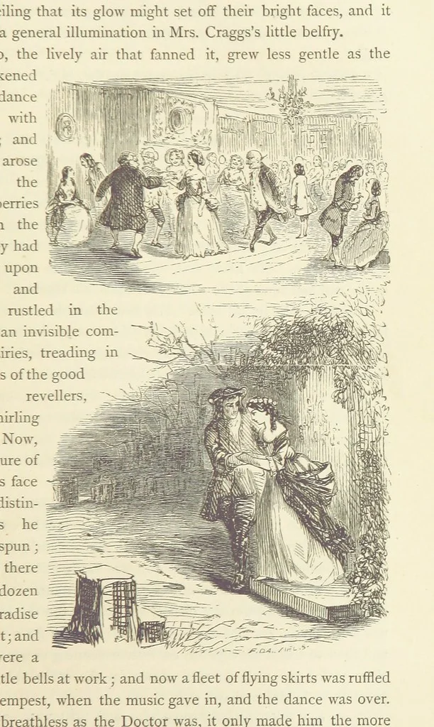 An illustration from Christmas Books ... With illustrations by Sir Edwin Landseer, R.A., Maclise, R.A., Stanfield, R.A., F. Stone, Doyle, Leech, and Tenniel, 1869, leaf 355