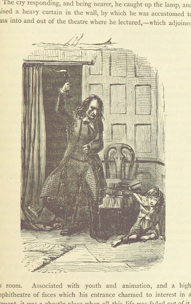 An illustration from Christmas Books ... With illustrations by Sir Edwin Landseer, R.A., Maclise, R.A., Stanfield, R.A., F. Stone, Doyle, Leech, and Tenniel, 1869, leaf 413