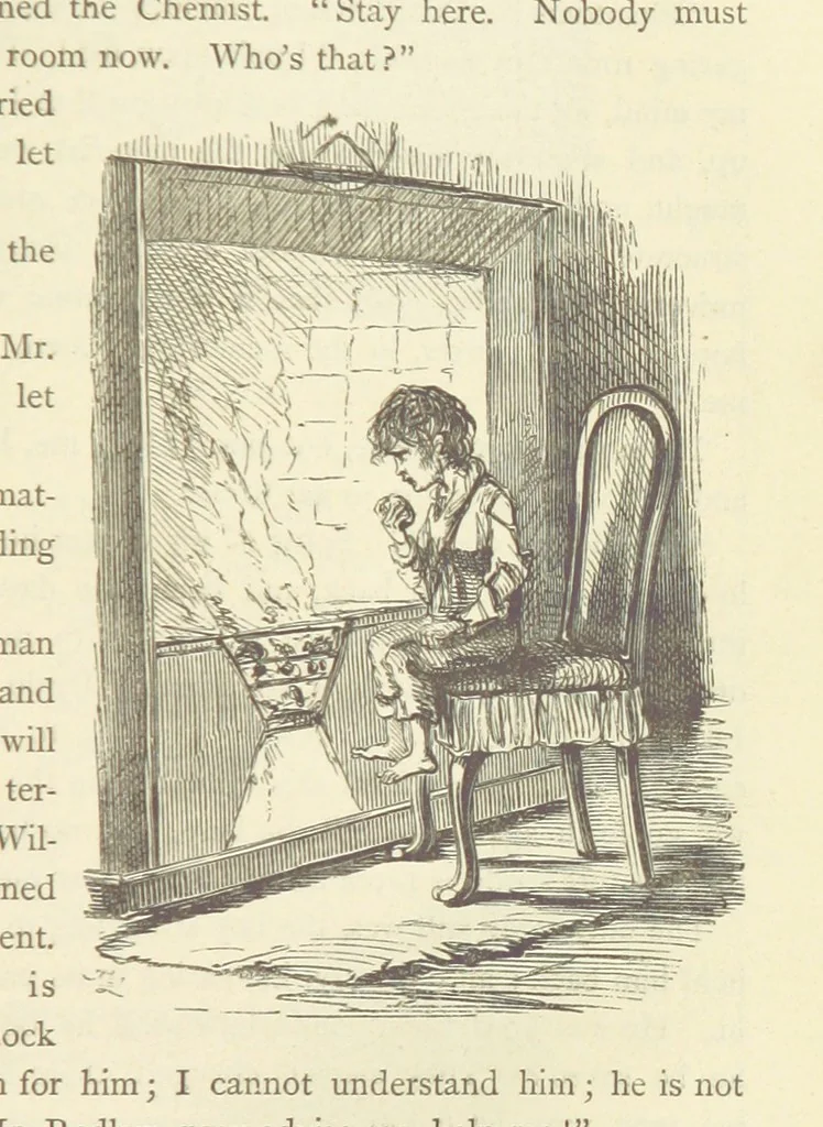 An illustration from Christmas Books ... With illustrations by Sir Edwin Landseer, R.A., Maclise, R.A., Stanfield, R.A., F. Stone, Doyle, Leech, and Tenniel, 1869, leaf 459