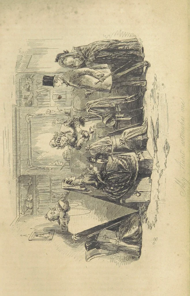 An illustration from The personal history of David Copperfield ... With illustrations by H. K. Browne, 1850, leaf 419