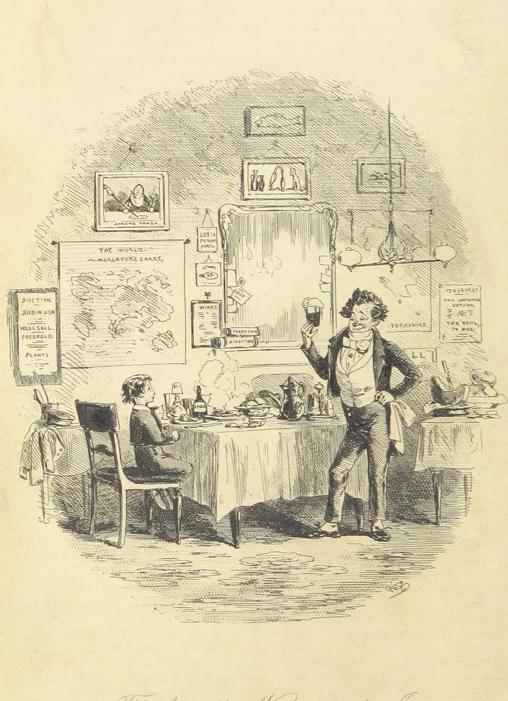 An illustration from The personal history of David Copperfield ... With illustrations by H. K. Browne, 1850, leaf 80