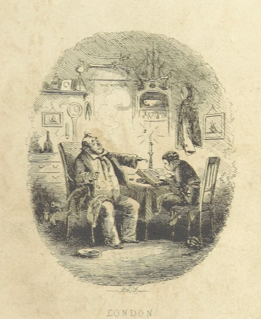 An illustration from Dombey and Son ... With illustrations by H. K. Browne, 1848, leaf 11