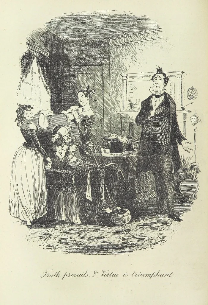 An illustration from The Life and Adventures of Martin Chuzzlewit. [With plates, 1893, leaf 108