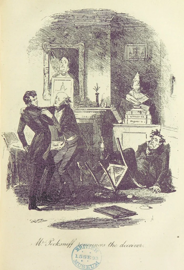 An illustration from The Life and Adventures of Martin Chuzzlewit. [With plates, 1893, leaf 125