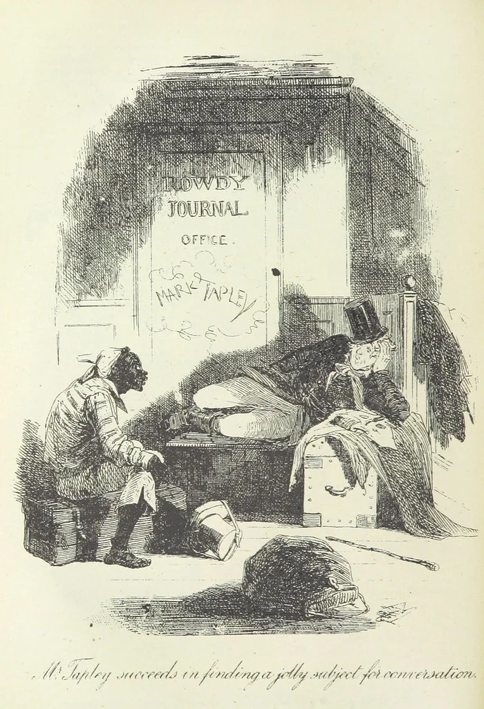 An illustration from The Life and Adventures of Martin Chuzzlewit. [With plates, 1893, leaf 176