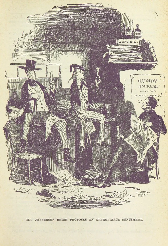 An illustration from The Life and Adventures of Martin Chuzzlewit. [With plates, 1893, leaf 197