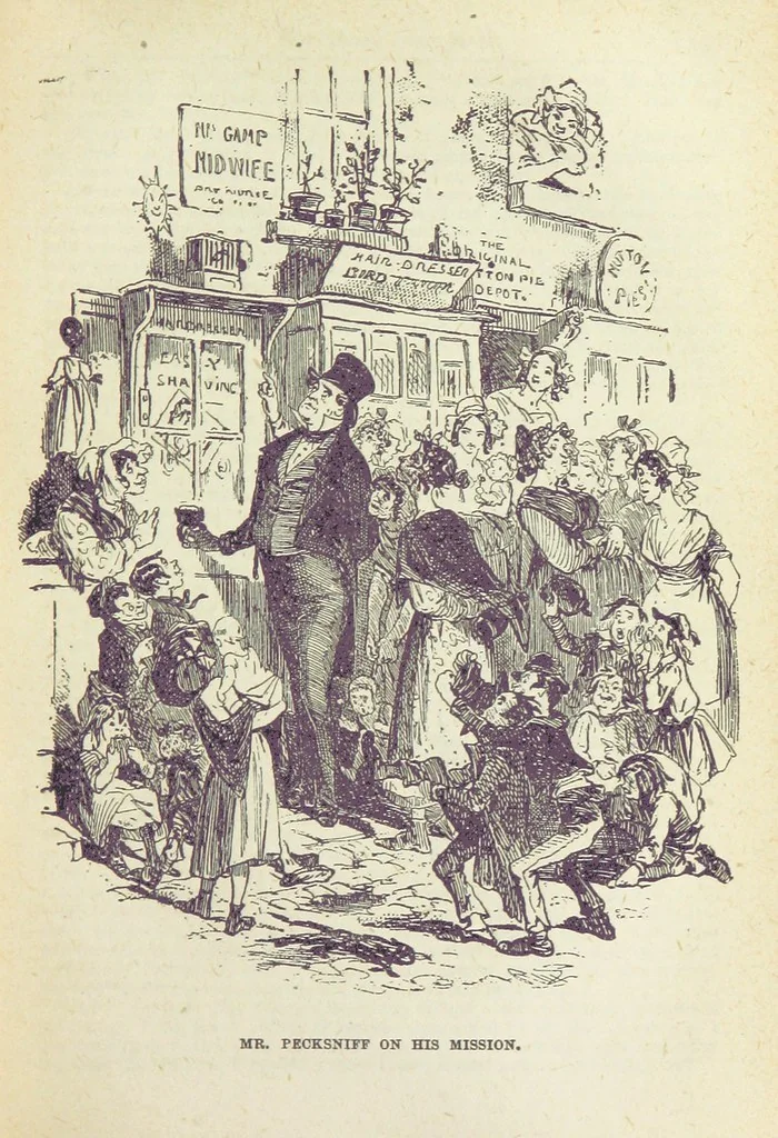 An illustration from The Life and Adventures of Martin Chuzzlewit. [With plates, 1893, leaf 229
